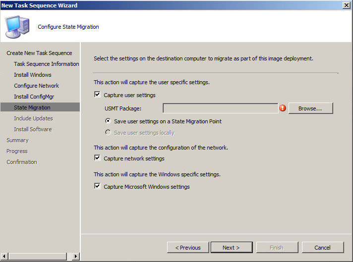 new task sequence user state migration